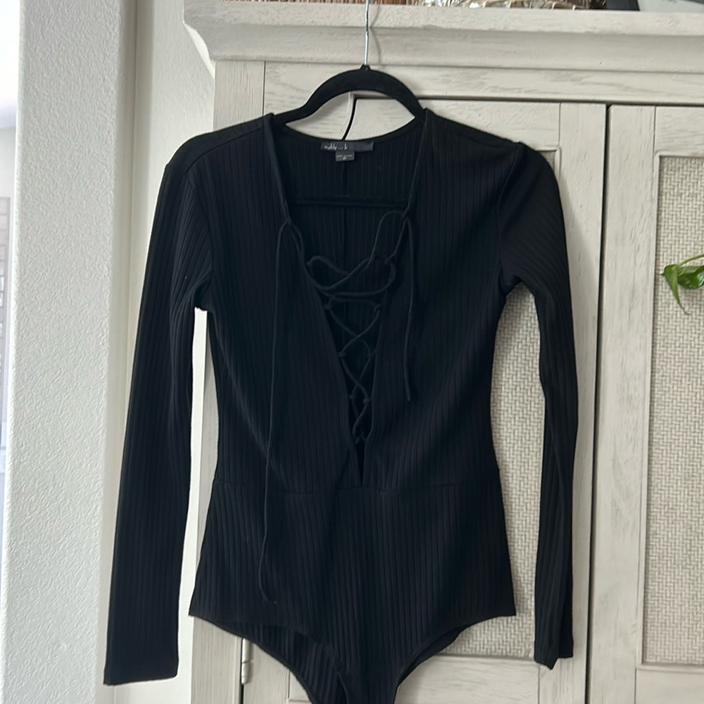 Maddy K lace up front bodysuit